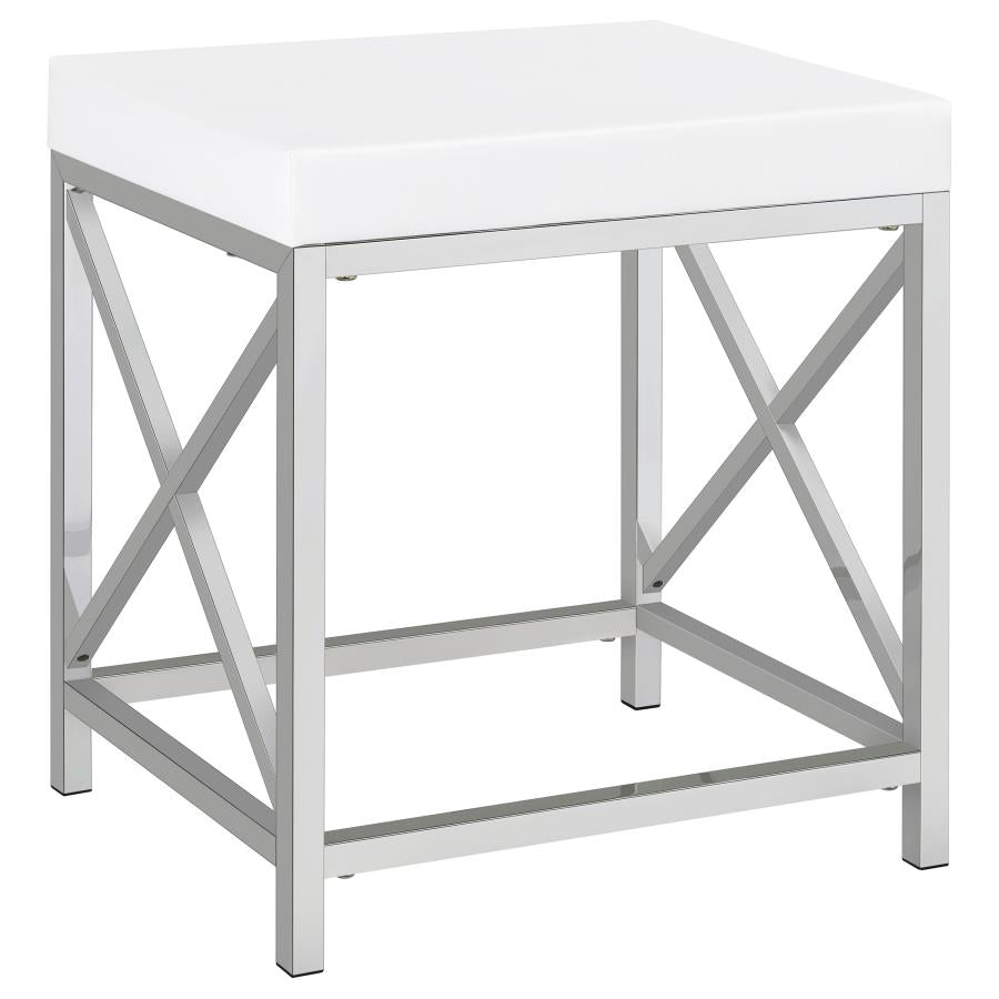 ELIZA VANITY SET WITH LIGHTING & STOOL WHITE AND CHROME