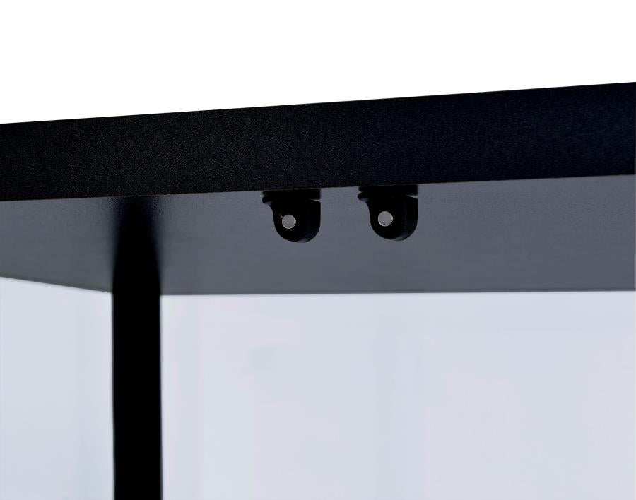 DELPHINIUM 5-SHELF CLEAR GLASS CURIO DISPLAY CABINET BLACK
