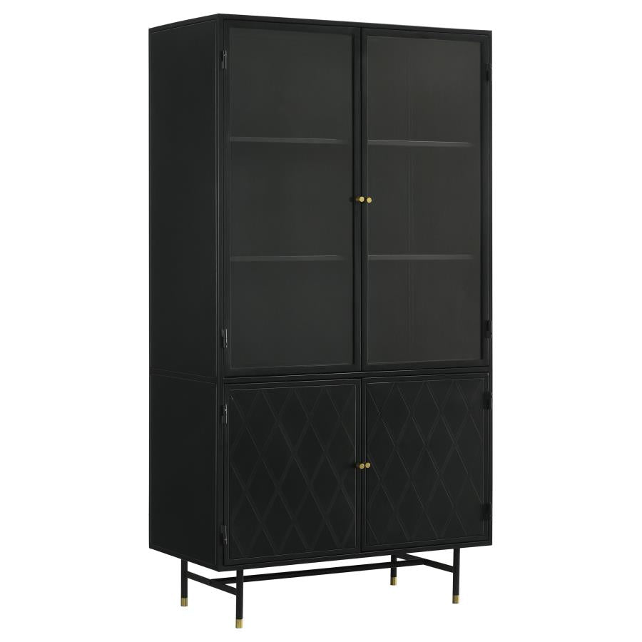 SANTIAGO 4-DOOR METAL TALL STORAGE CABINET MATTE BLACK