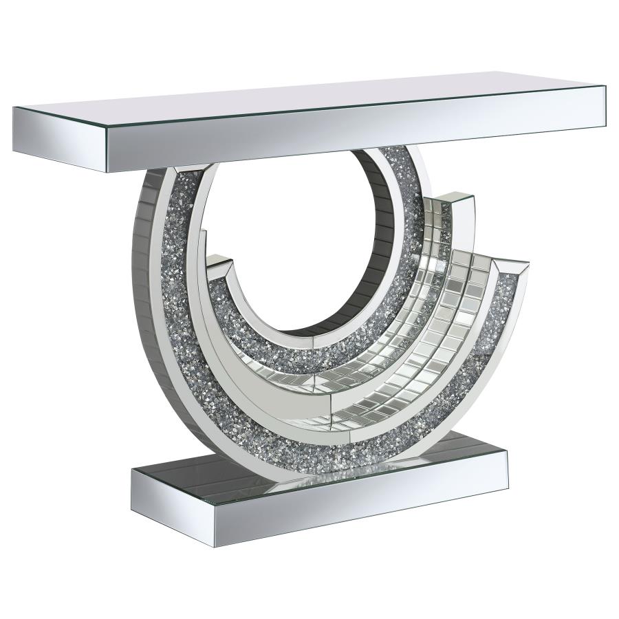 IMOGEN SCULPTURAL MIRRORED ENTRYWAY CONSOLE TABLE SILVER