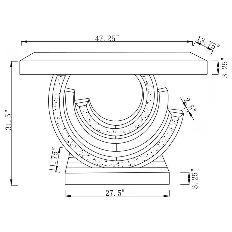 IMOGEN SCULPTURAL MIRRORED ENTRYWAY CONSOLE TABLE SILVER