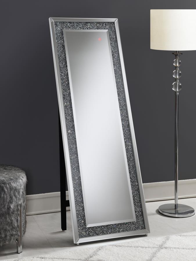 CARISI 22 X 61 INCH FAUX CRYSTAL LED STANDING MIRROR SILVER