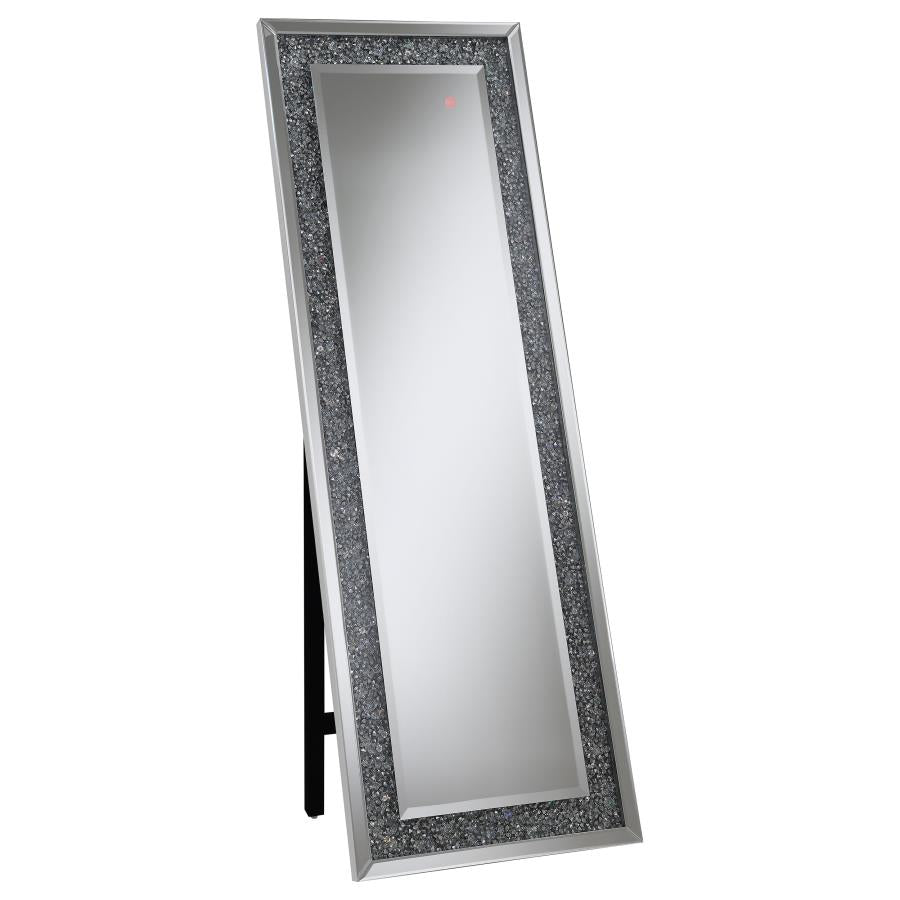 CARISI 22 X 61 INCH FAUX CRYSTAL LED STANDING MIRROR SILVER