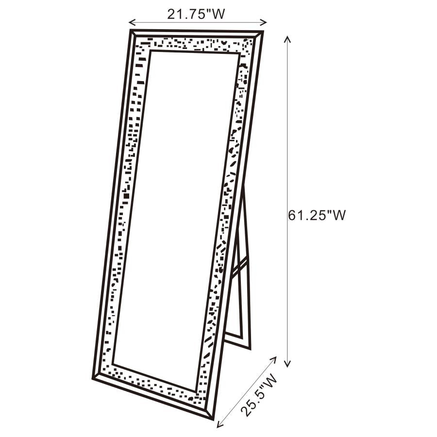 CARISI 22 X 61 INCH FAUX CRYSTAL LED STANDING MIRROR SILVER