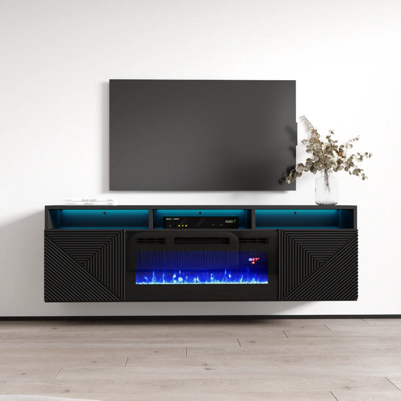 GIZA BL-EF FLOATING FIREPLACE TV STAND