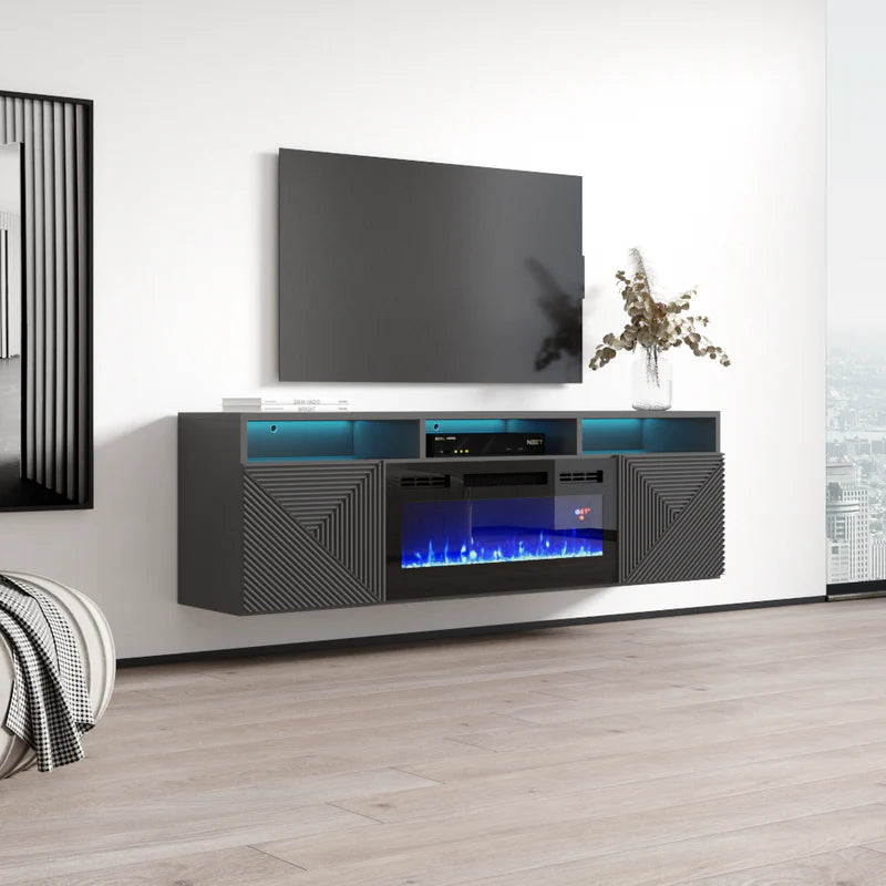 GIZA BL-EF FLOATING FIREPLACE TV STAND