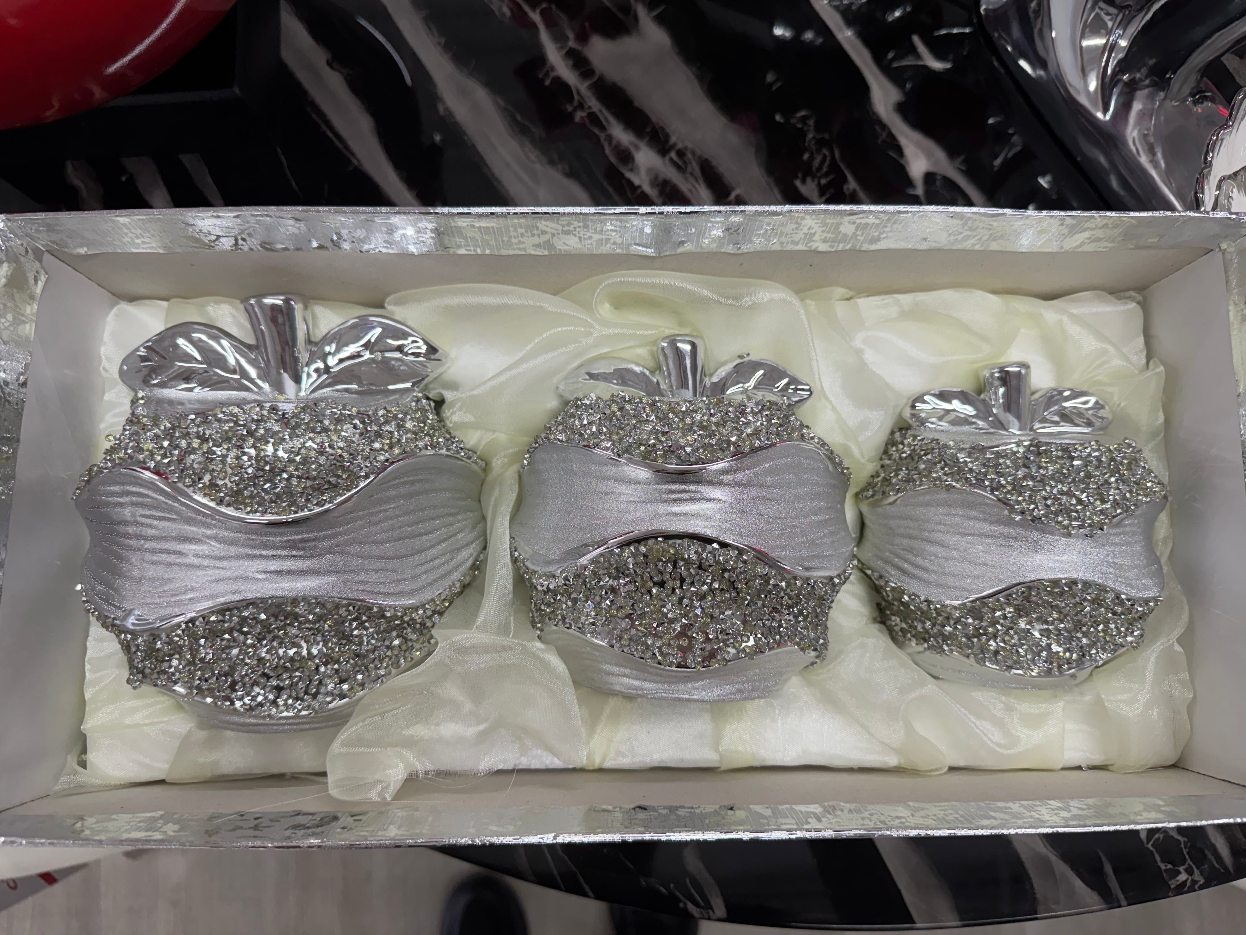 SET OF THREE APPLE ORNAMENTS