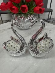 SILVER SWAN STATUES