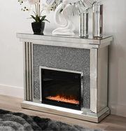 MIRRORED GLASS GLAM FIREPLACE