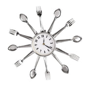 STAINLESS STEEL UTENSIL WALL CLOCK 15".