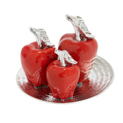 3PC PEPPER SET W/ PLATE KITCHEN DECOR