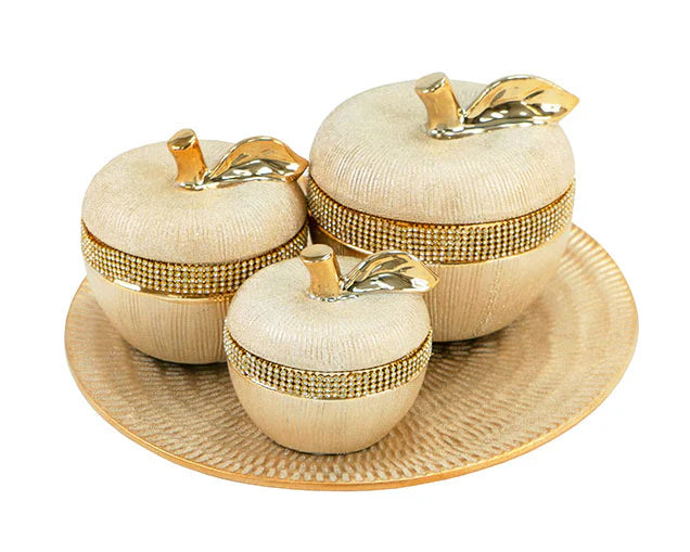 4PC DIAMOND APPLE SET KITCHEN DECOR