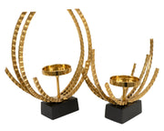 2PC TABLETOP GOLD CANDLE HOLDERS.