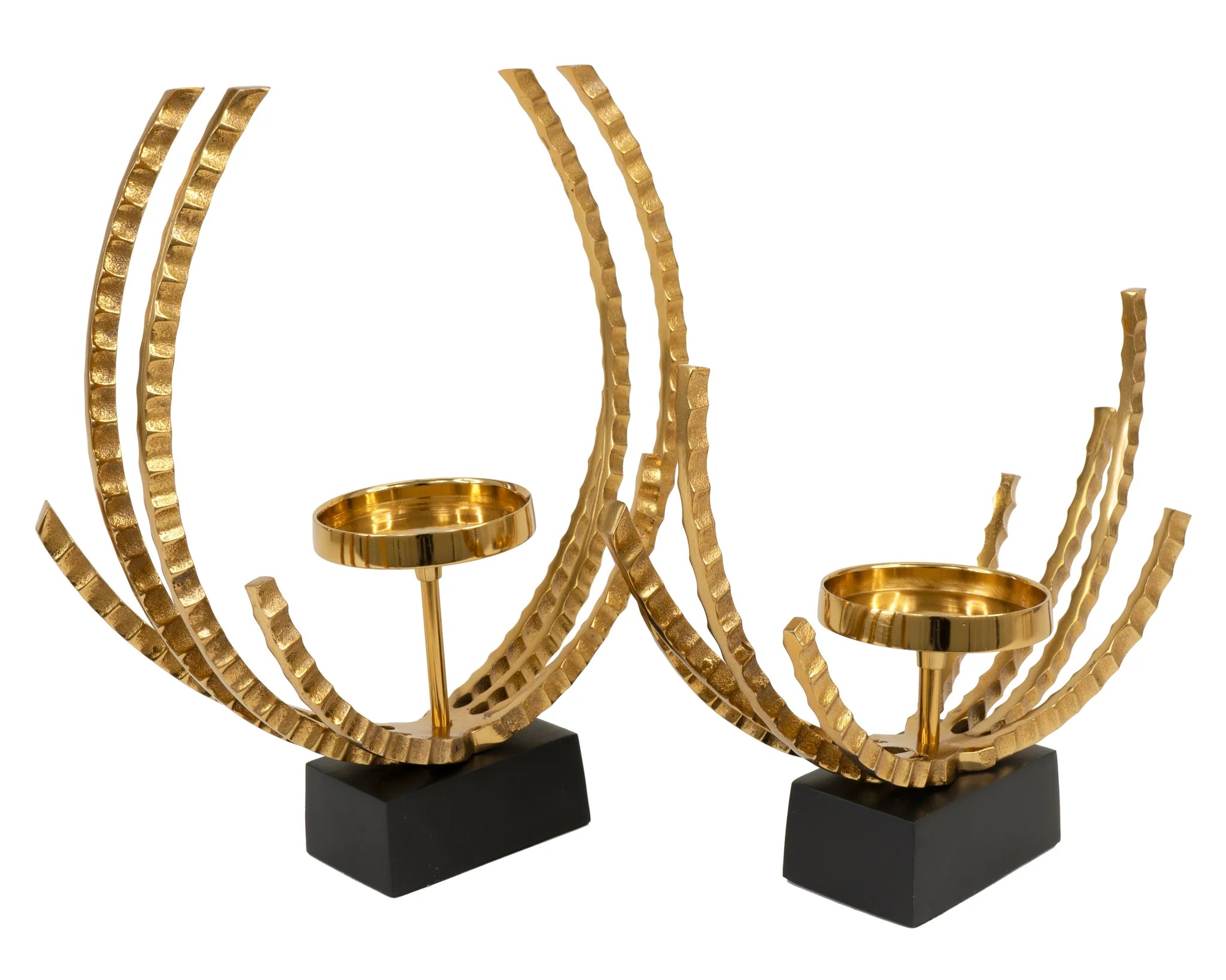 2PC TABLETOP GOLD CANDLE HOLDERS.