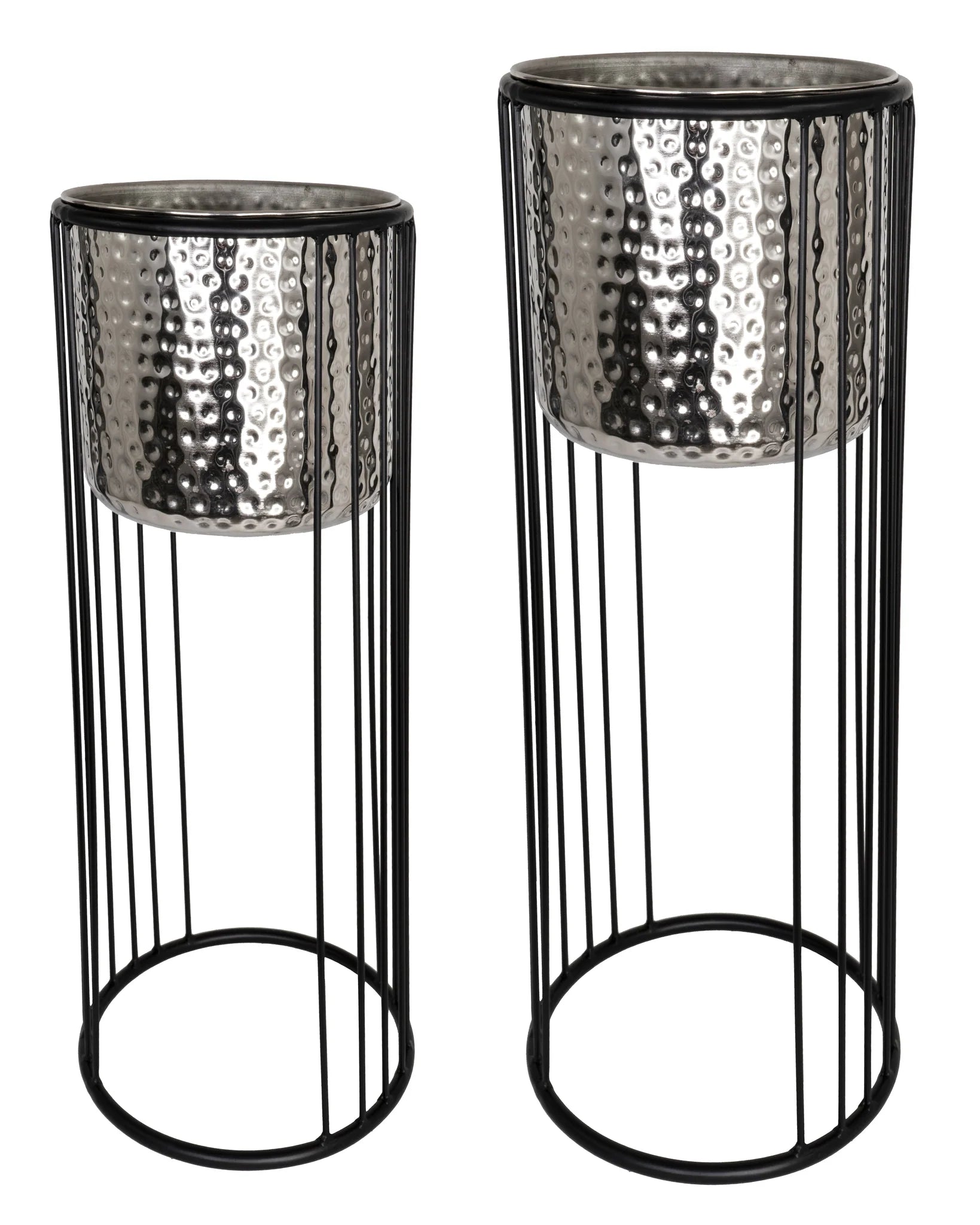 NICKEL/BLACK FLOOR PLANTER.