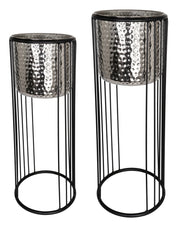 NICKEL/BLACK FLOOR PLANTER.