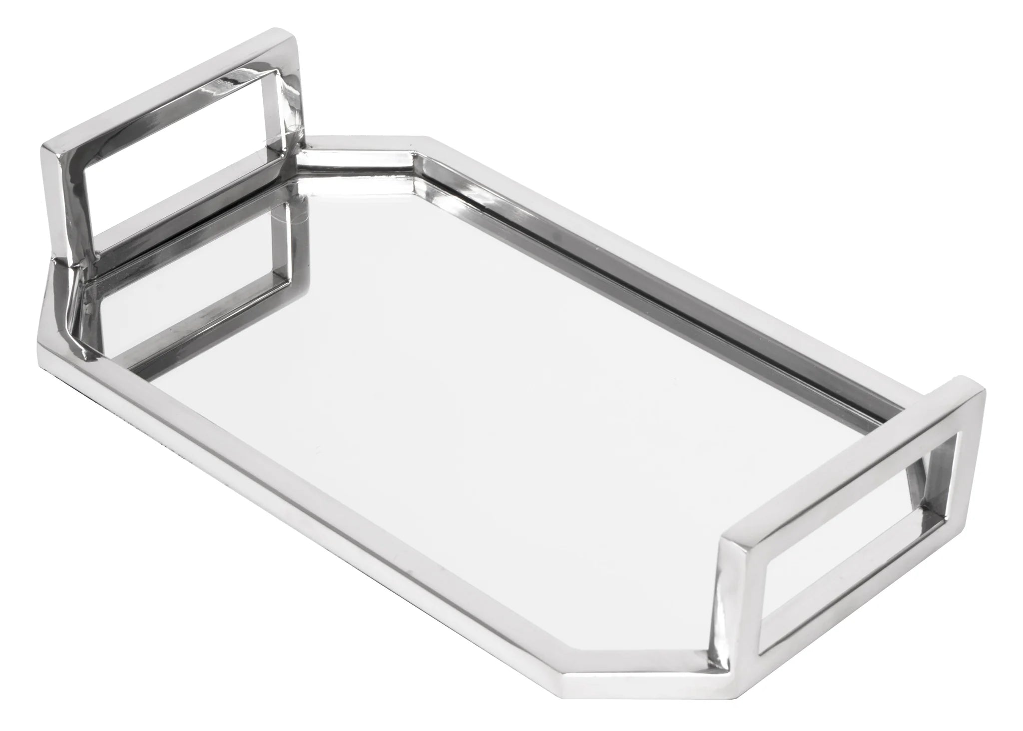 MIRROR & STAINLESS STEEL ACCENT TRAY