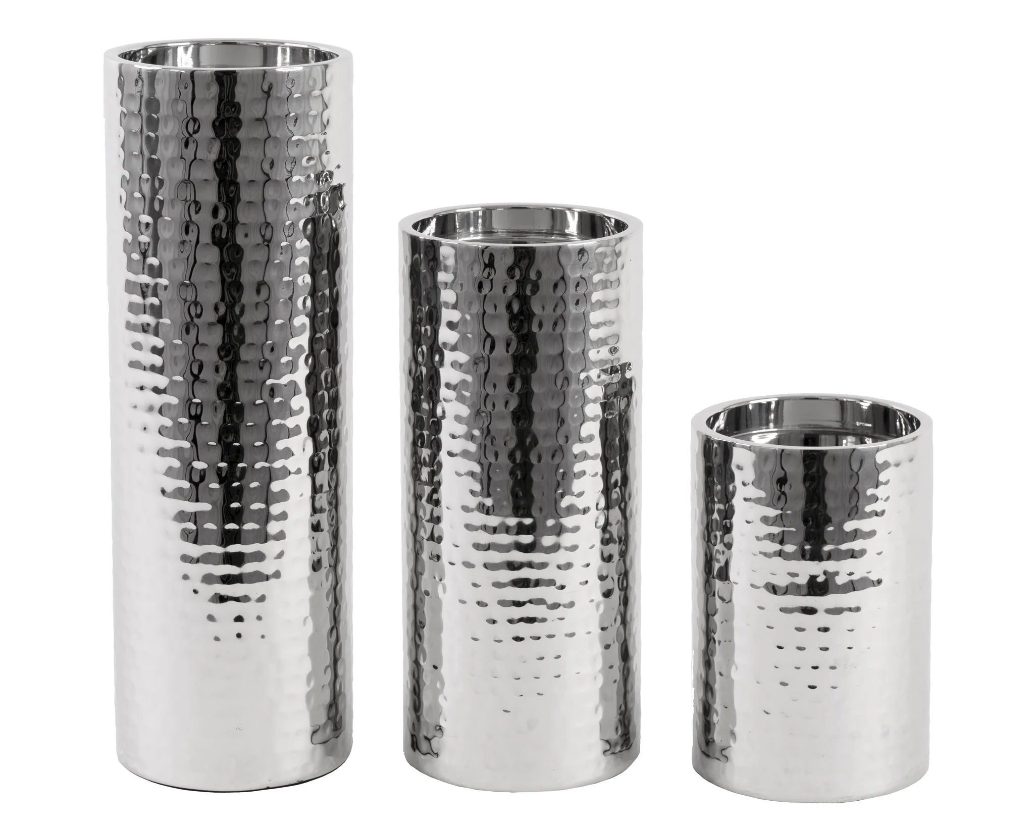 3PC. STAINLESS STEEL CANDLE HOLDER SET
