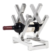 4 BOTTLE STAINLESS STEEL WINE RACK.