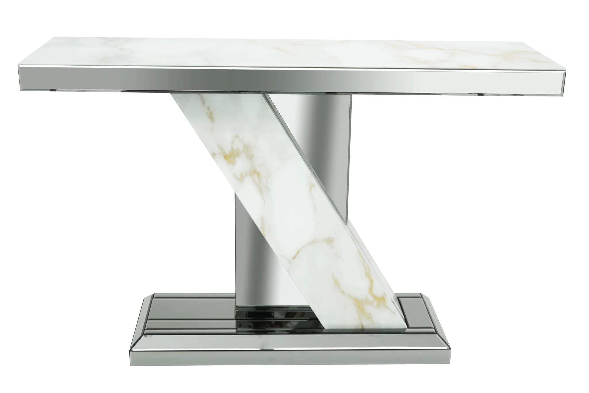 GREY MIRROR & MARBLE CONSOLE TABLE
