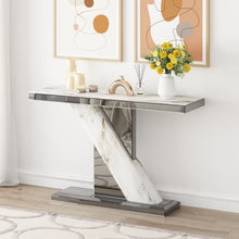 GREY MIRROR & MARBLE CONSOLE TABLE