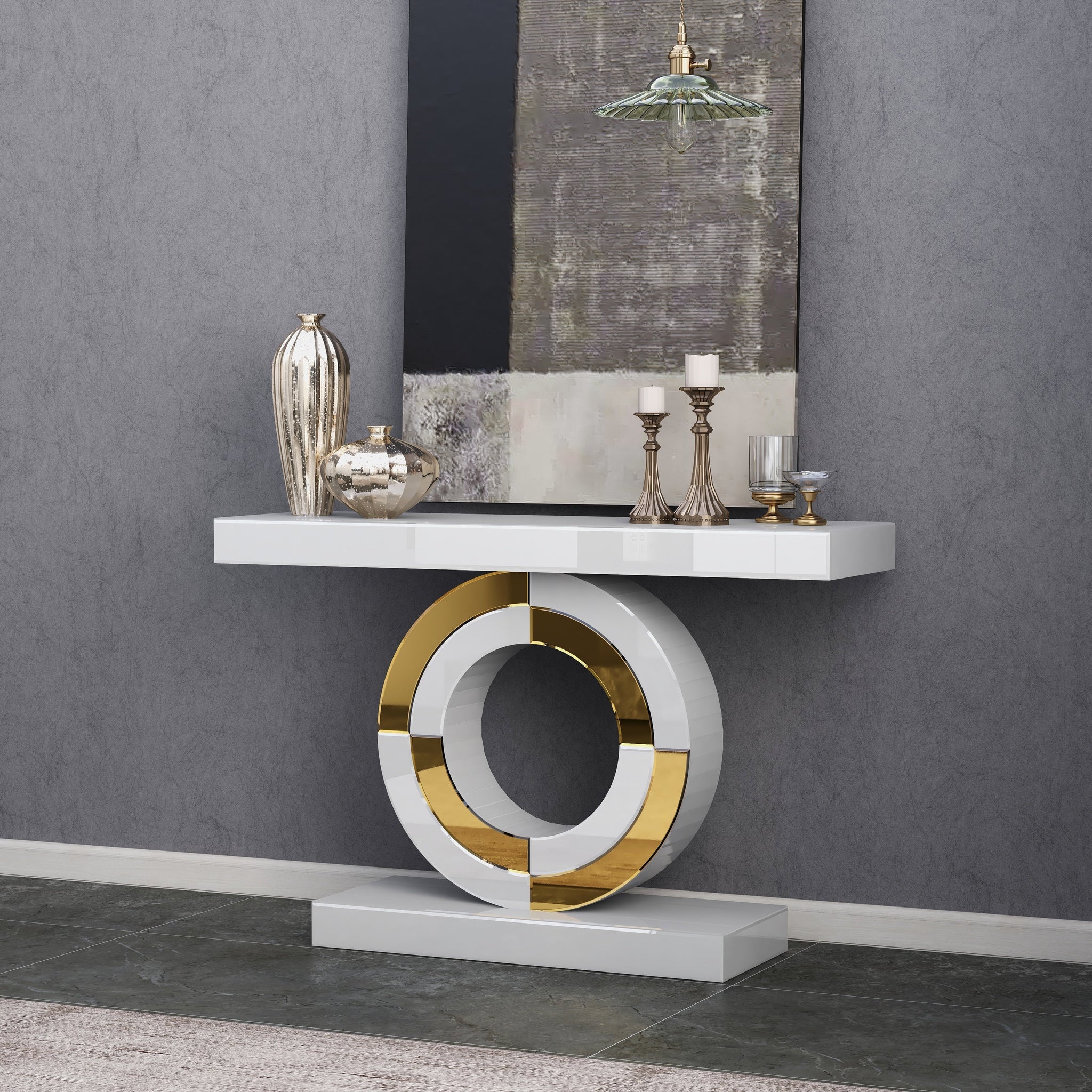 ROUND CENTER MIRROR CONSOLE TABLE
