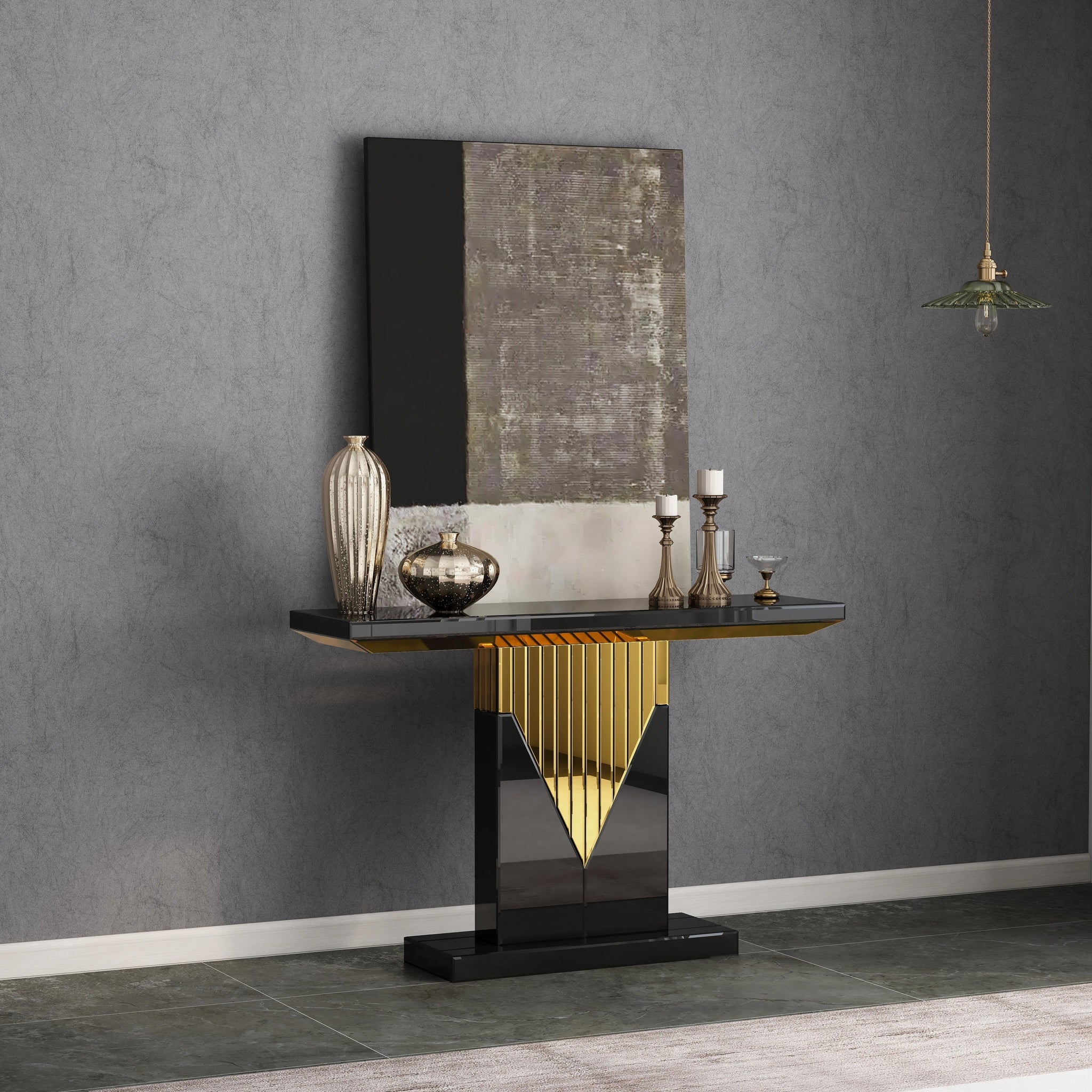 BLACK & GOLD MIRROR CONSOLE TABLE