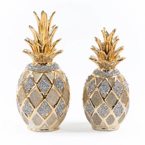 2PC PINEAPPLE GLAM TABLETOP KITCHEN DECOR