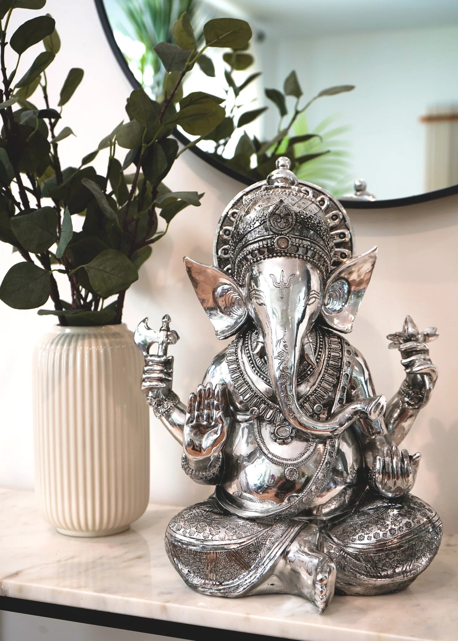 GANESH SILVER TABLETOP SCULPTURE