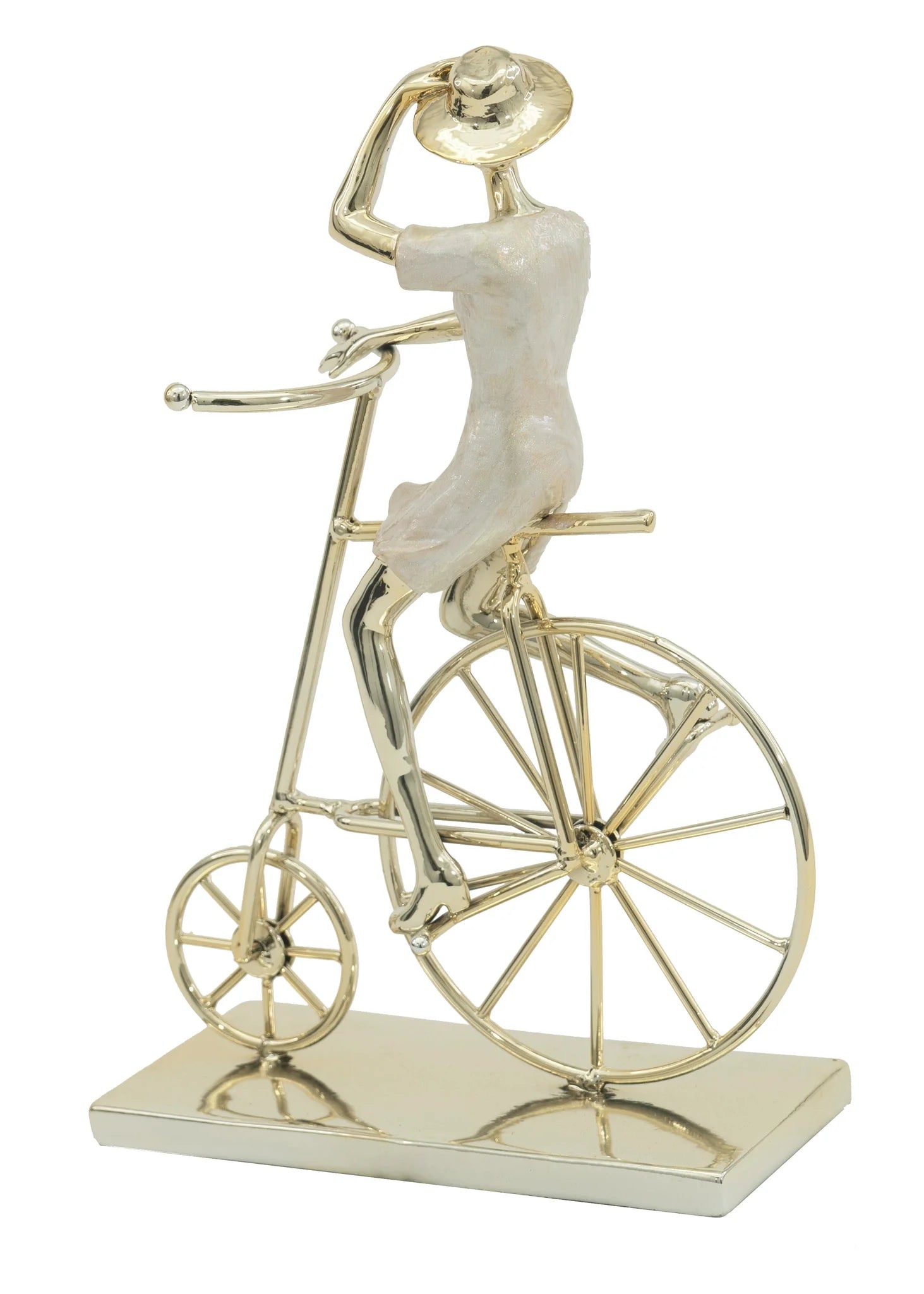 WOMAN ON BICYCLE TABLETOP ACCENT SCULPTURE