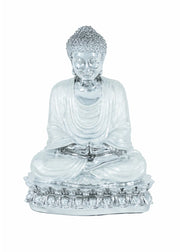 TABLETOP SILVER BUDDHA SCULPTURE.