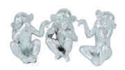 3PC SILVER MONKEYS DECOR (HEAR NO EVIL, SPEAK NO EVIL, HEAR NO EVIL)