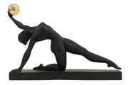 SPORTS WOMAN BLACK GOLD SCULPTURE.