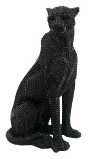 STUDDED SITTING BLACK LEOPARD