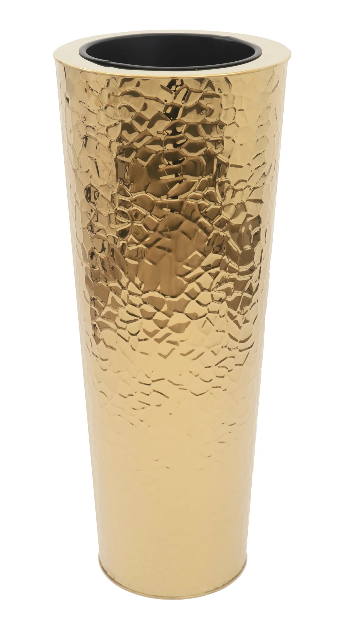 HAMMERED STAINLESS STEEL FLOOR VASE PLANTER