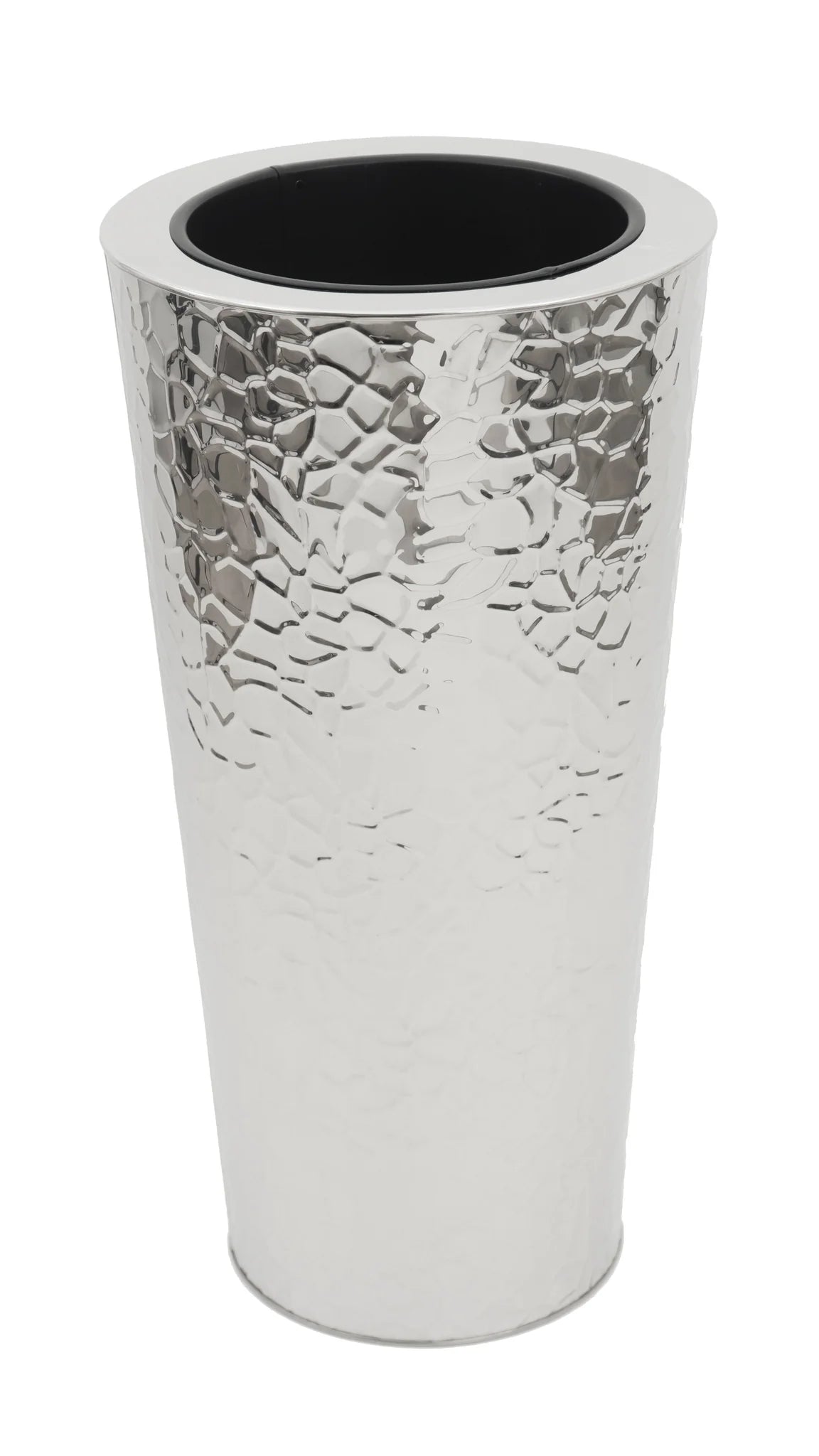 HAMMERED STAINLESS STEEL FLOOR VASE PLANTER