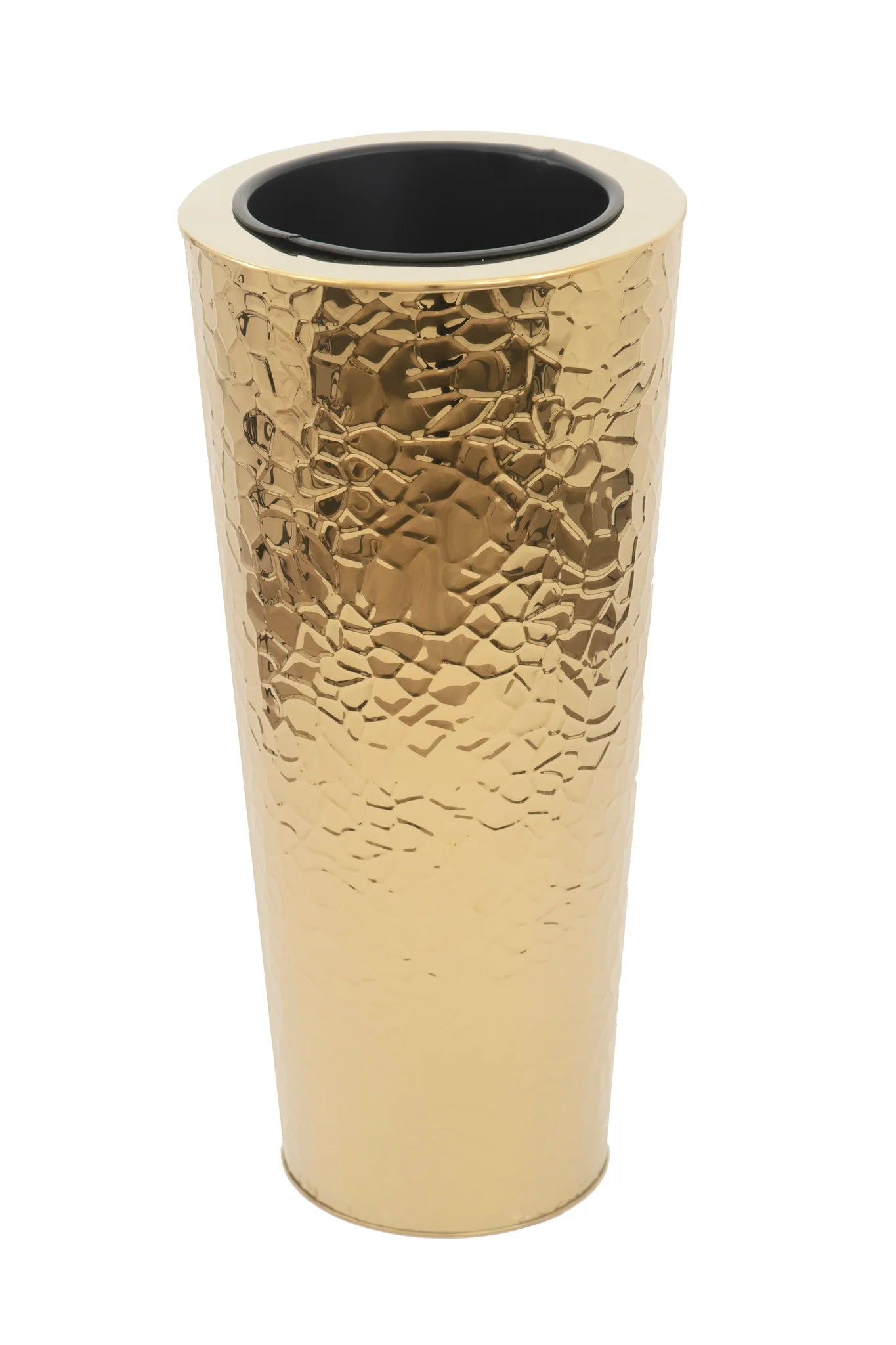 HAMMERED STAINLESS STEEL FLOOR VASE PLANTER