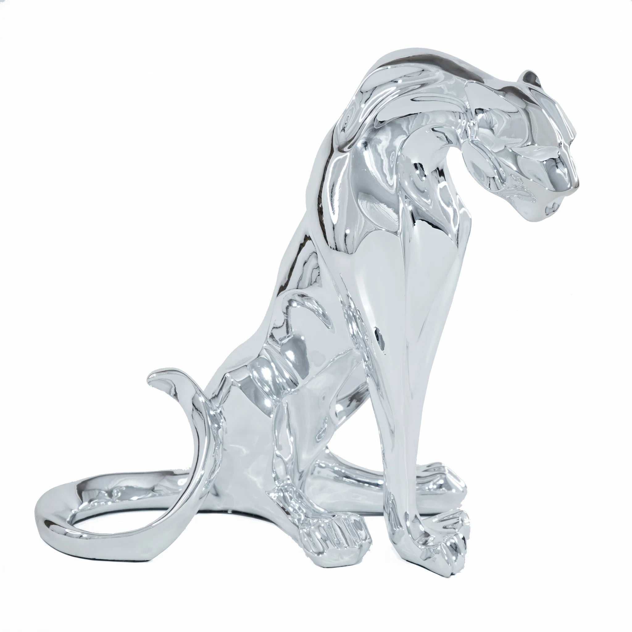 FIBERGLASS LEOPARD SCULPTURE.