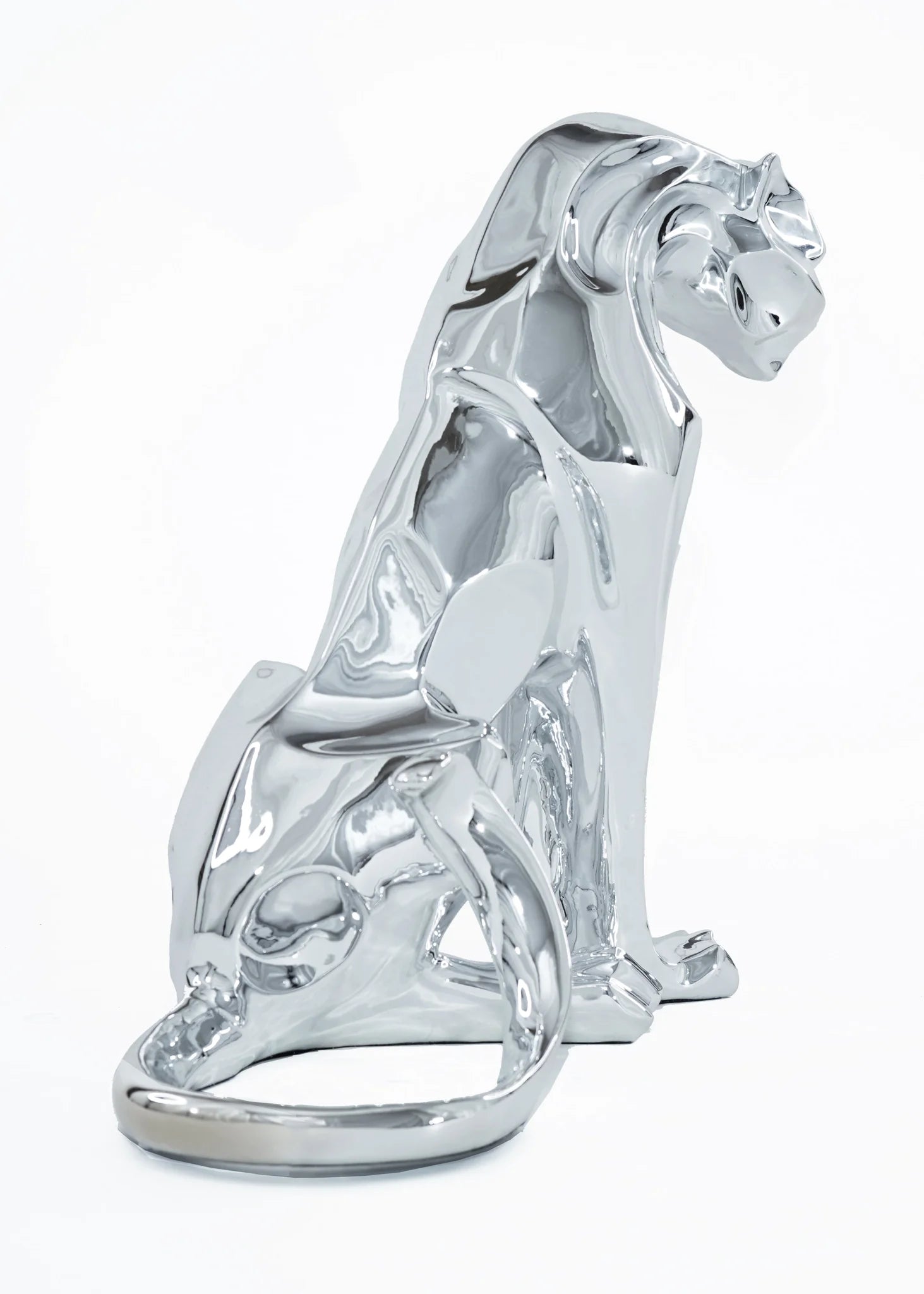 FIBERGLASS LEOPARD SCULPTURE.