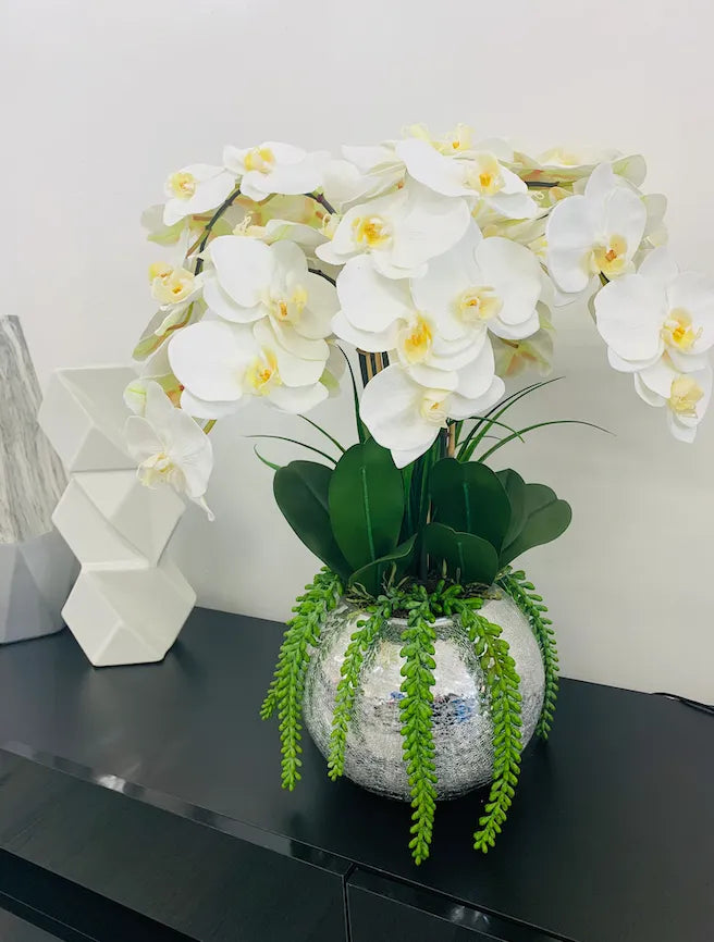 ORCHIDS SILVER VASE