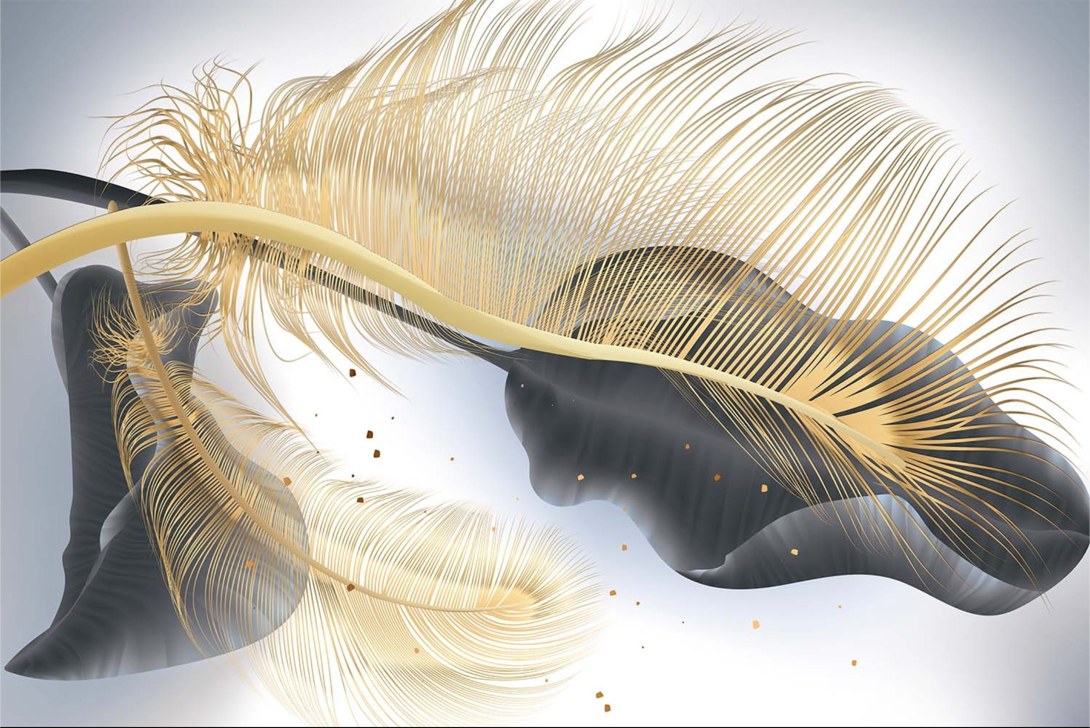 ABSTRACT LEAF GREY WITH GOLD