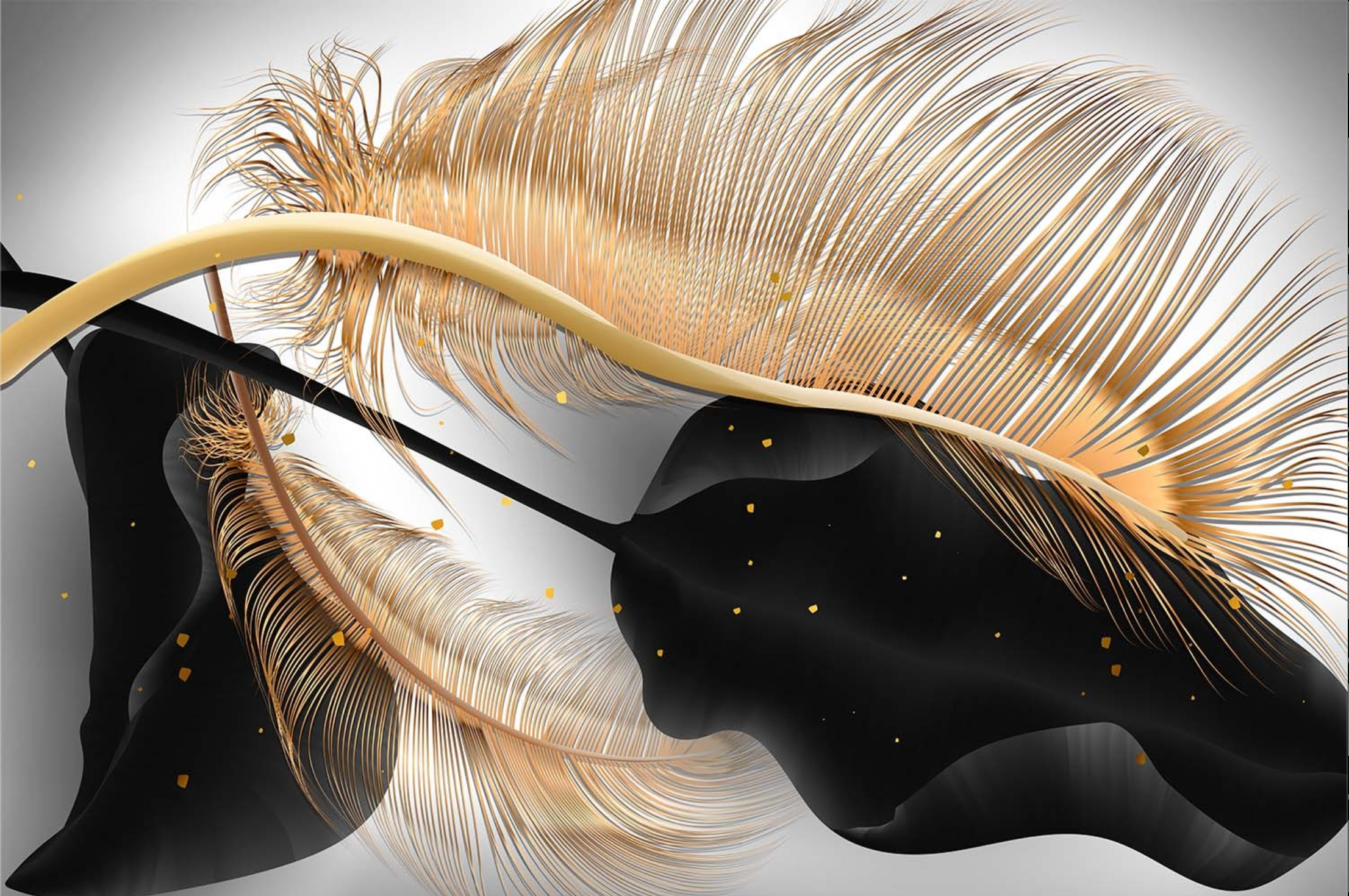 ABSTRACT LEAF GREY WITH GOLD