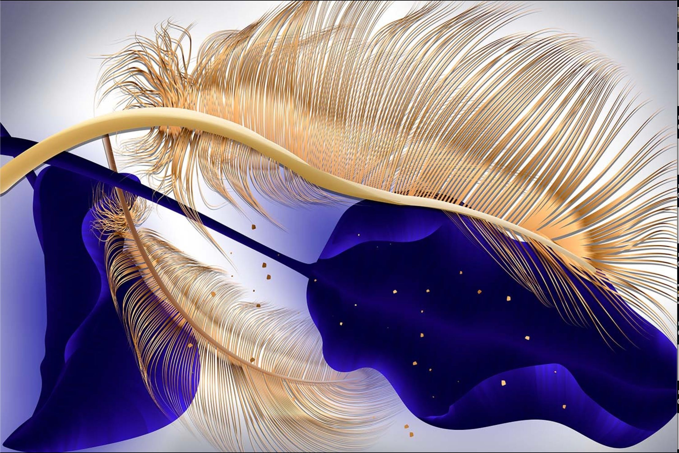 ABSTRACT LEAF GREY WITH GOLD