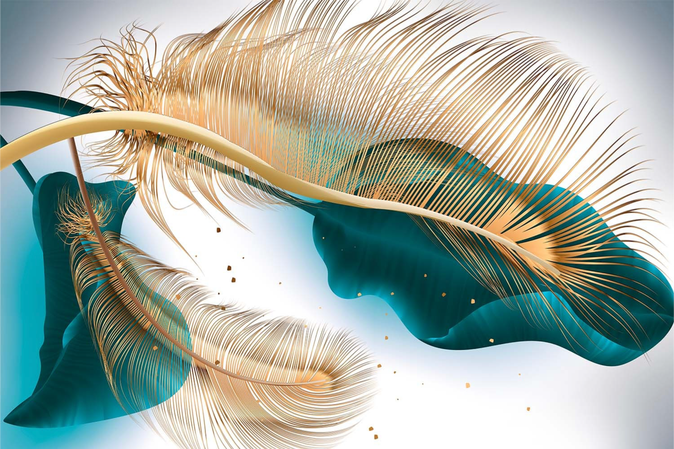 ABSTRACT LEAF GREY WITH GOLD