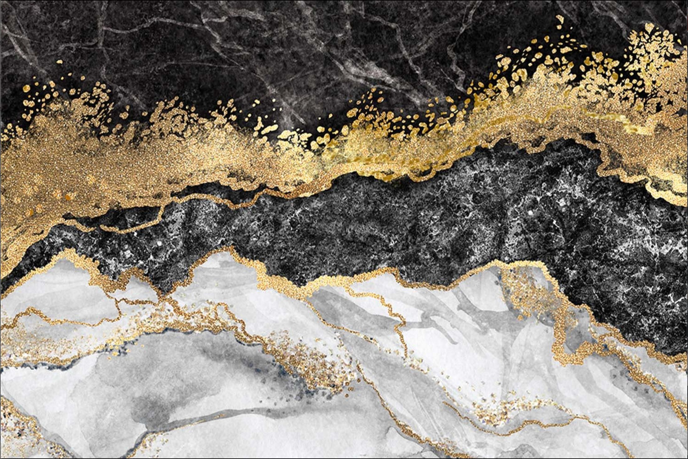 ABSTRACT BLACK AND WHITE / GOLD