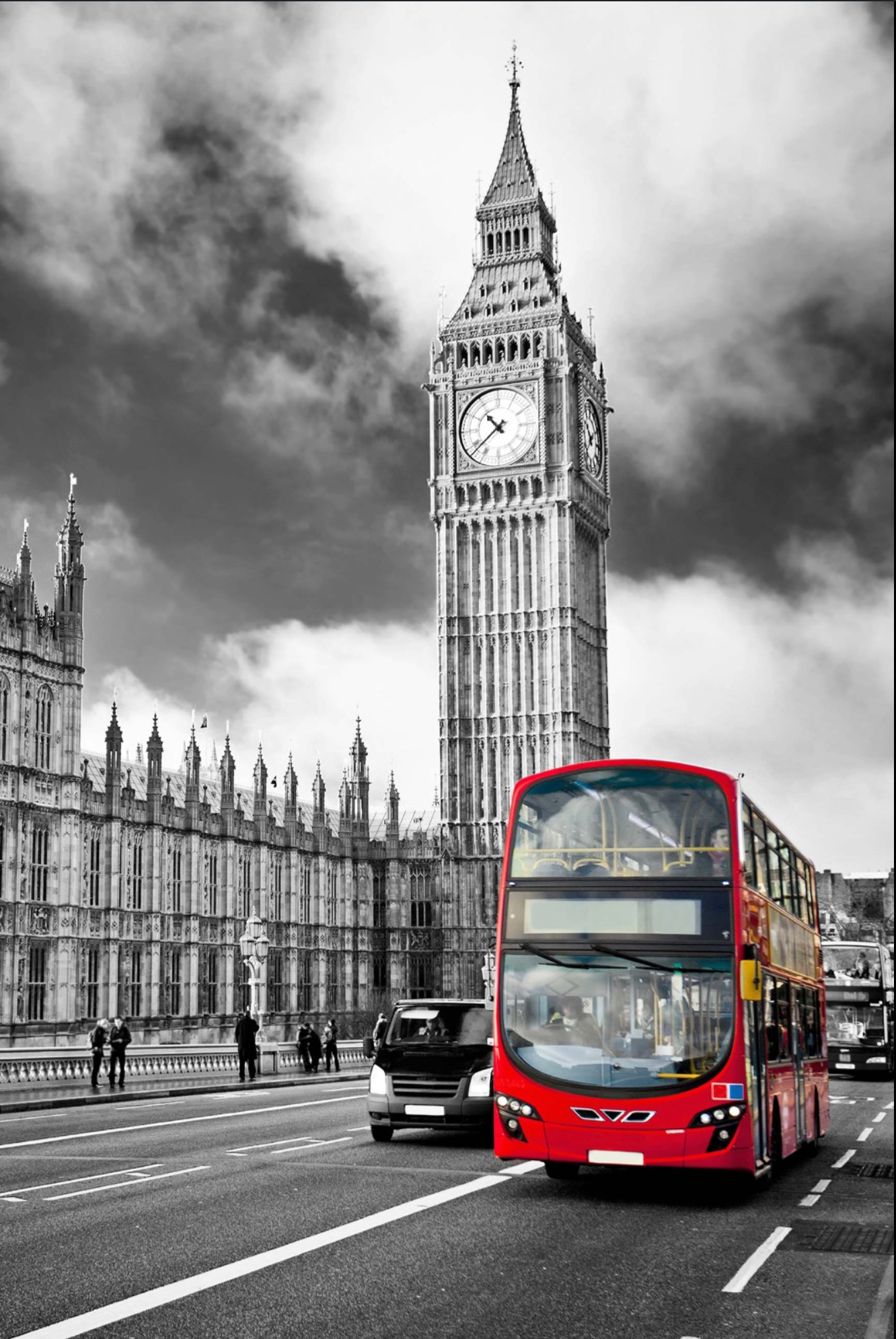 RED BUS ON THE BIG BEN STREET IN LONDON