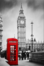 LONDON RED TELEPHONE BOOTH AND BIG BEN