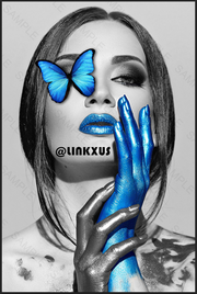 BLUE BUTTERFLY AND PAINT ON WOMEN FACE