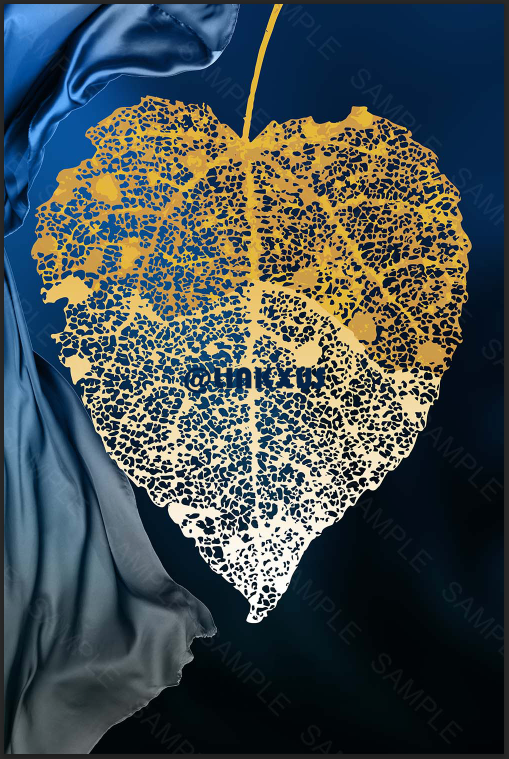 LEAVES WITH BLUE BACKGROUND