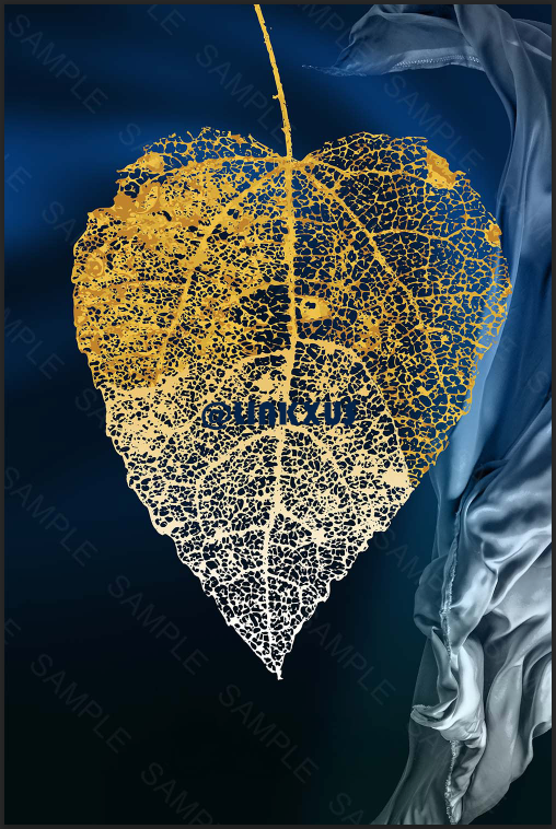 LEAVES WITH BLUE BACKGROUND